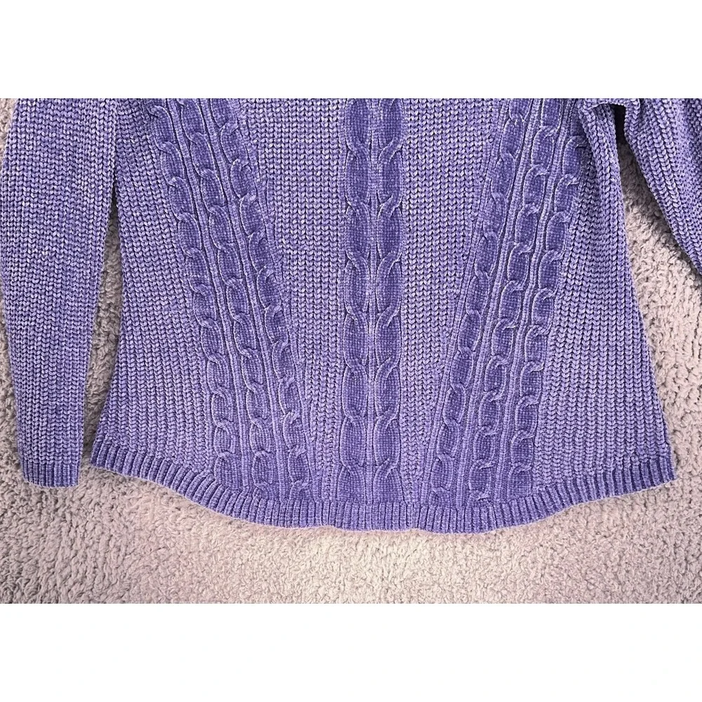 Palette Chenille Cable Knit Sweater Women's M Purple Cozy Soft Textured Pullover